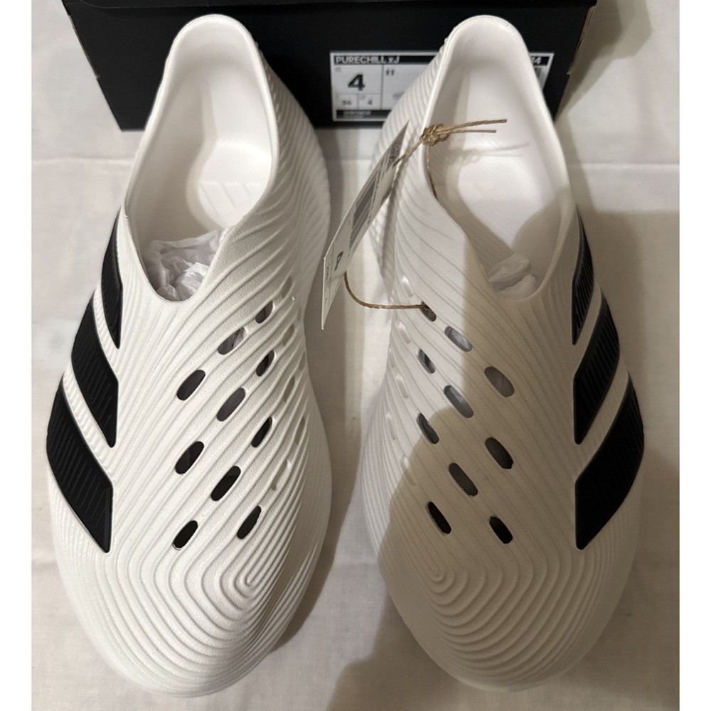 Adidas PURECHILL x J (Junior) KJ8114 Size 4 White with Black Stripes- New NiB